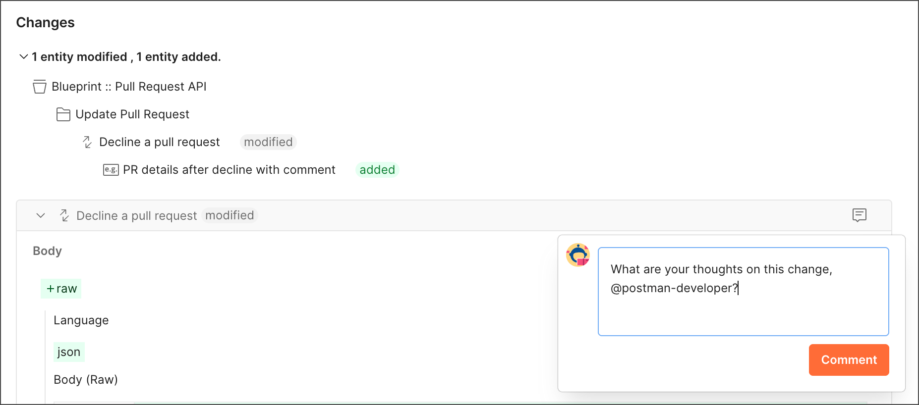 Add an inline comment to a pull review